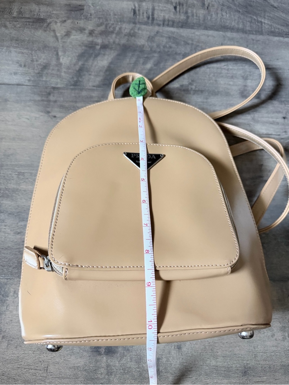 Designer Inspired Beige Backpack with Front Pocket - Picture 4 of 7